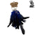 Feathered earring with blue and black feathers on a white background, branded 'Art by Amy'.