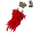 Red feather earrings with silver accents on a white background, branded 'Art by Amy'.