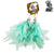Turquoise feathered keychain with 'art by amy' branding on a white background