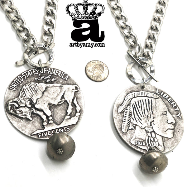 Big Buffalo Coin Necklace - Art by Amy Labbe