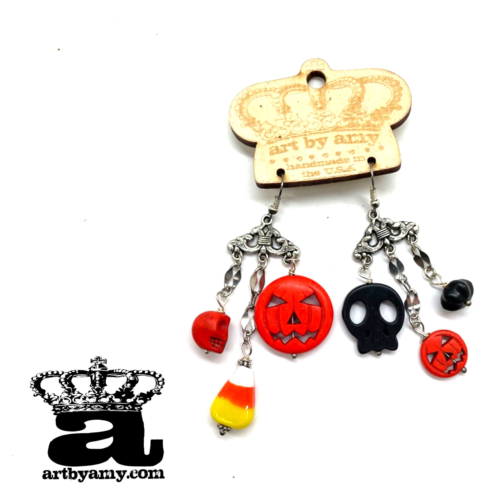 Halloween Candy Corn Chandelier Earring