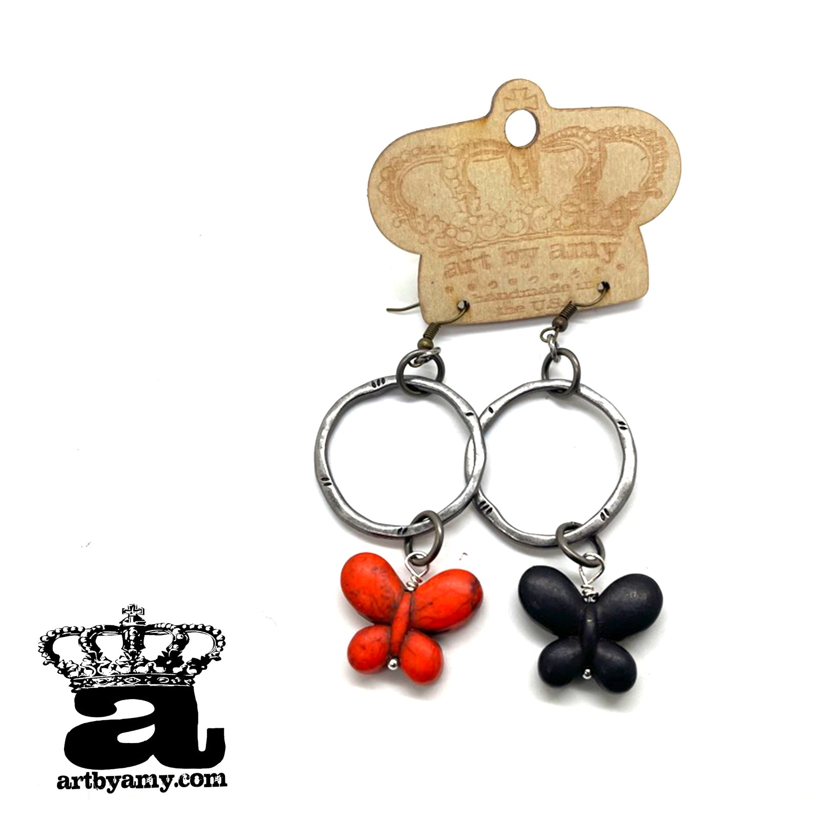 Halloween Orange and Black Butterfly Earring