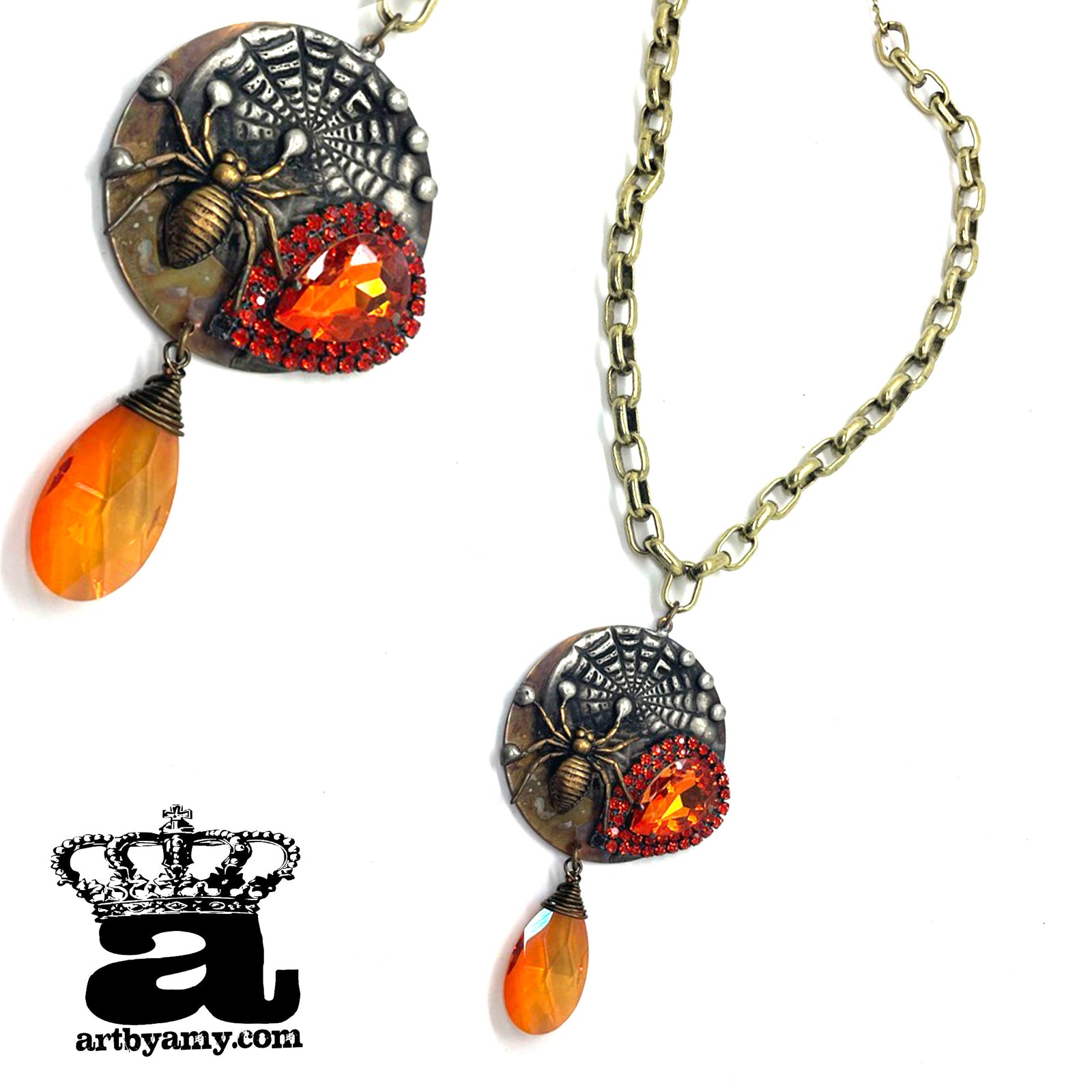 Halloween Elviras Spider Necklace