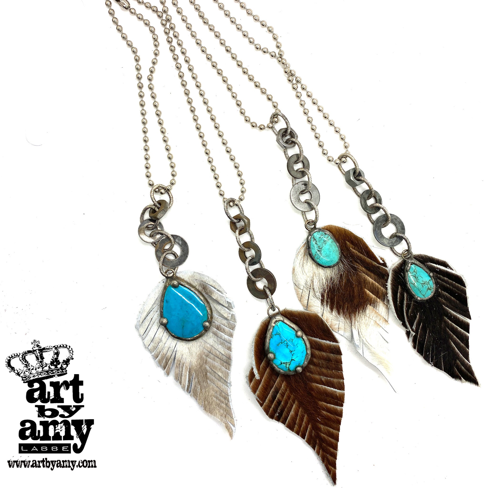 Leather shop feather necklace