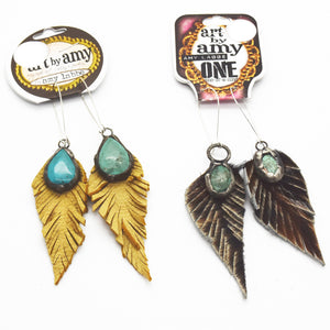 Leather Feather Earring