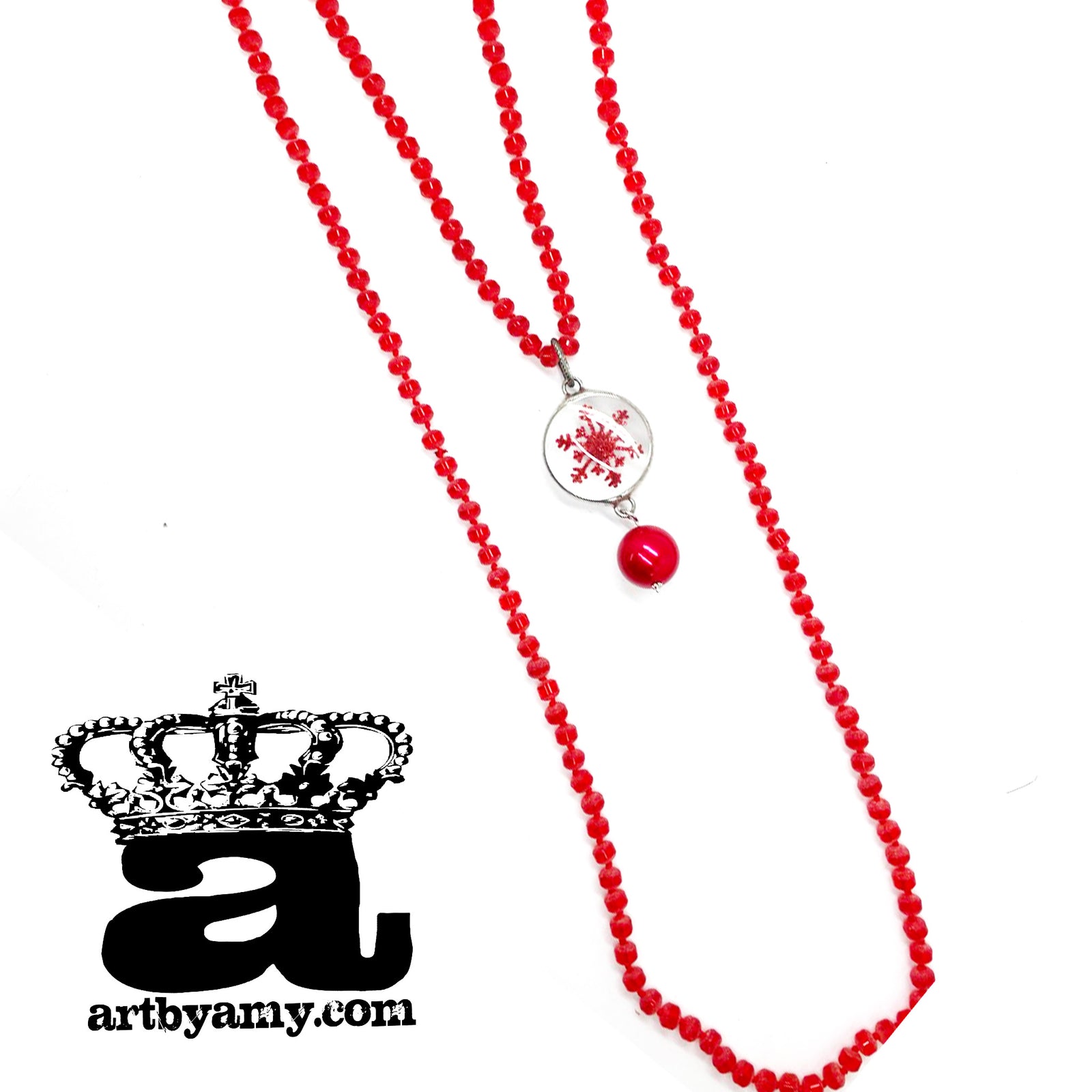 Red Snowflake Necklace
