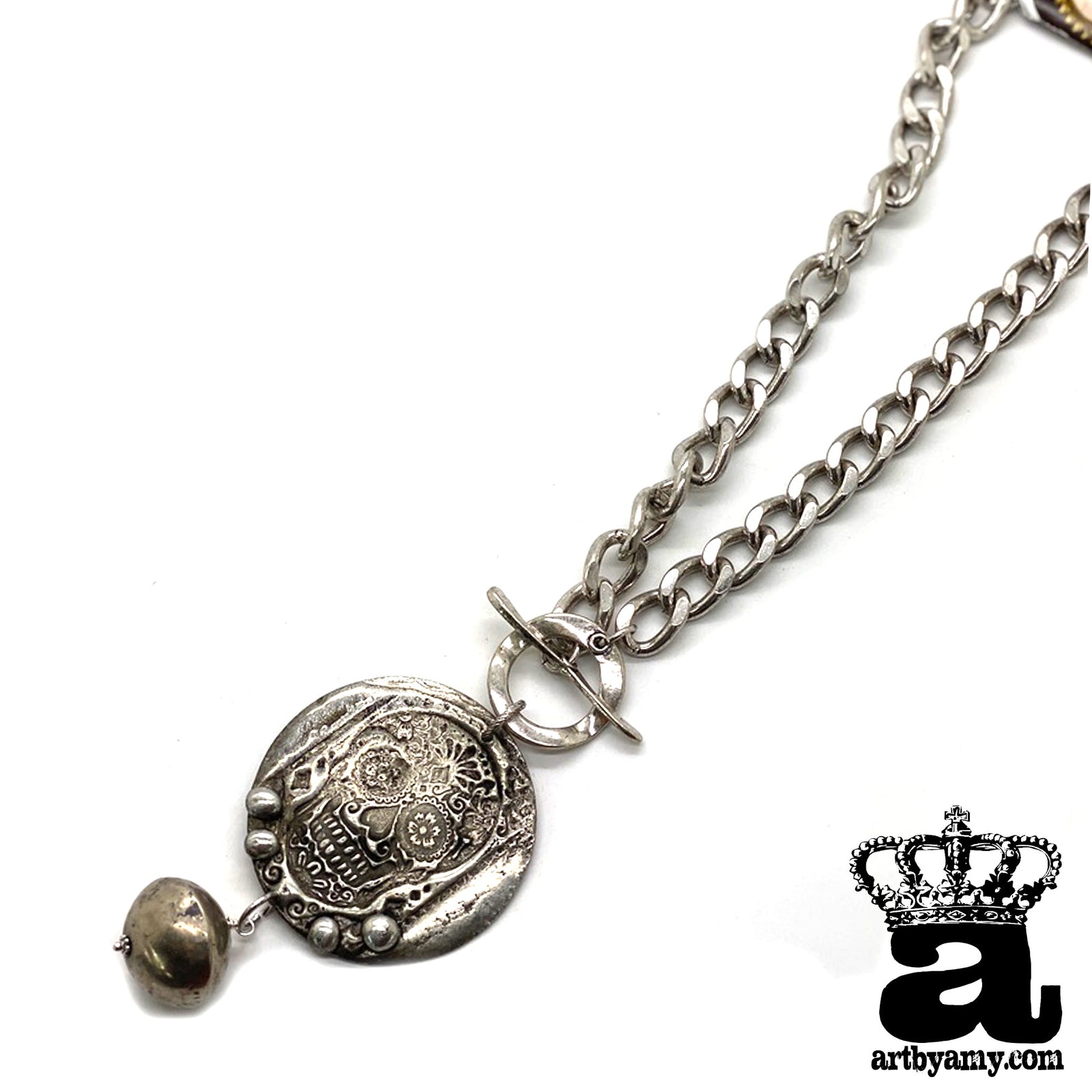 Silver Halloween Skull Necklace